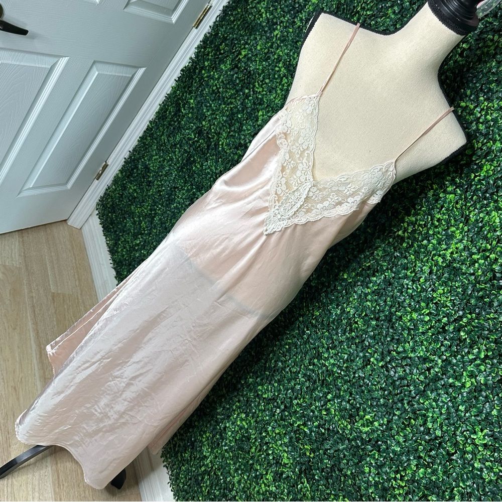 Vintage TR Too Blush Pink Lace Slip Dress Romantic Maxi Nightgown M